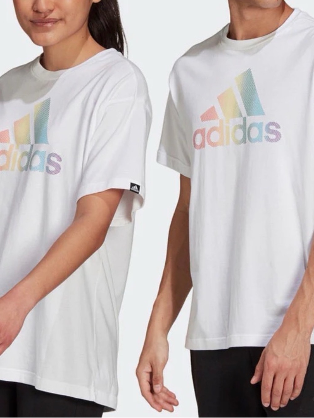 Adidas White Rainbow Logo T‑Shirt